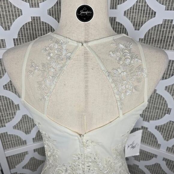 Taylor NWT Cream Embroidered Lace Sleeveless Fit & Flare Dress Size 10 - Picture 8 of 14